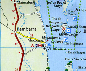 Mozambique and Malawi Road and Topographic Tourist Map.