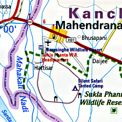 Nepal Road and Topographic Tourist Map.