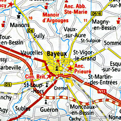 Normandy Road and Topographic Tourist Map.