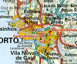 Portugal Road and Topographic Tourist Map.