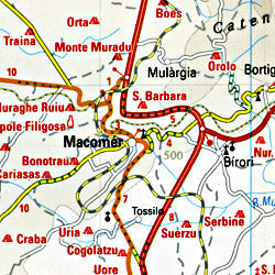 Sardinia Road and Topographic Tourist Map.