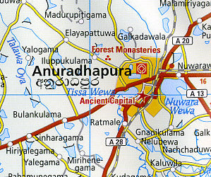 Sri Lanka, Road and Topographic Tourist Map.