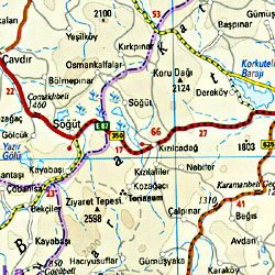 Turkey, Western and Mediterranean Coast, Road and Topographic Tourist Map.