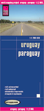 Paraguay and Uruguay Road and Topographic Tourist Map.