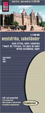 West Africa "Sahel Countries" Road and Topographic Tourist Map.