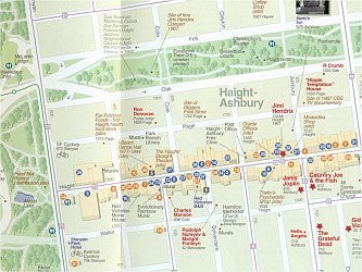 Haight-Ashbury Map and Guide, California, America.