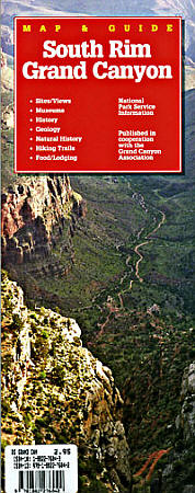 Grand Canyon, South Rim Road and Tourist Map.