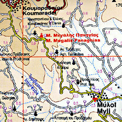 Samos Island Road and Tourist Map, Greece.