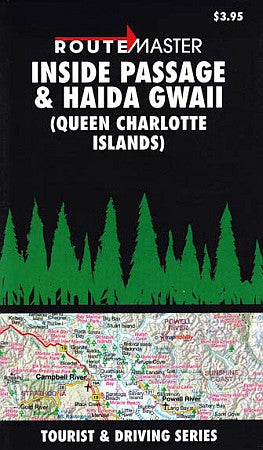 Inside Passage & Haida Gwaii (Queen Charlotte Islands) Road and Tourist Map, British Columbia, Canada.