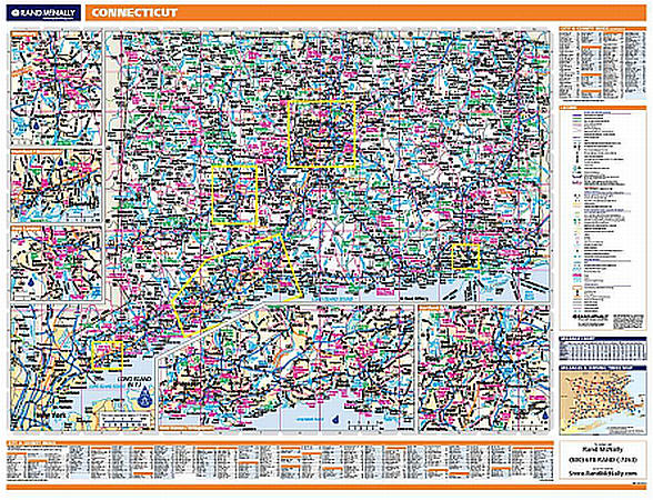 Connecticut WALL Map, America.