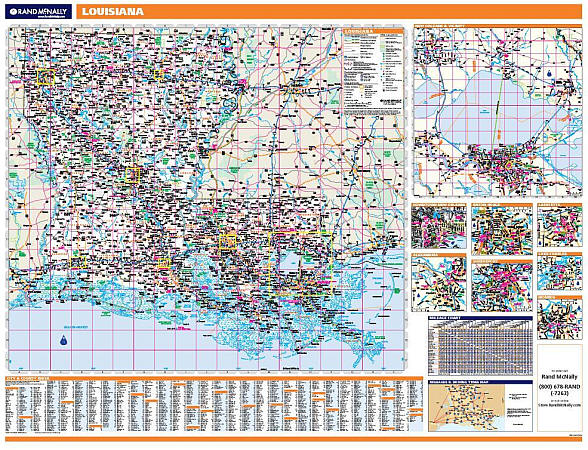 Louisiana WALL Map, America.