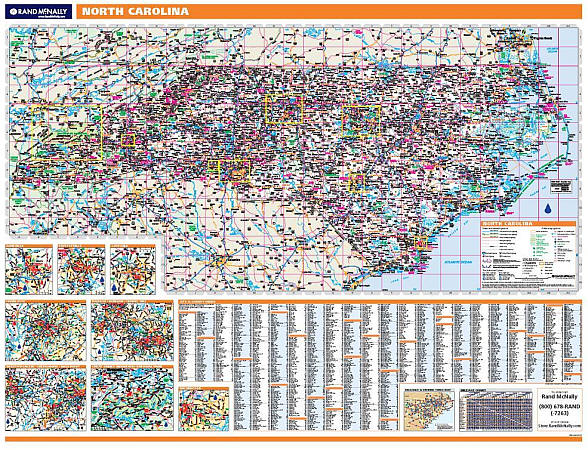 North Carolina WALL Map, America.