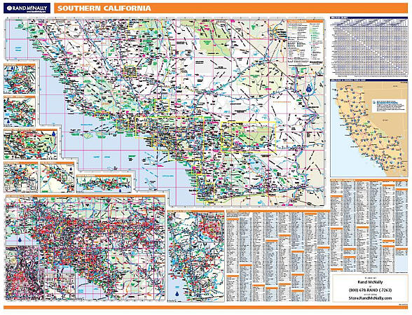 California Southern WALL Map, America.