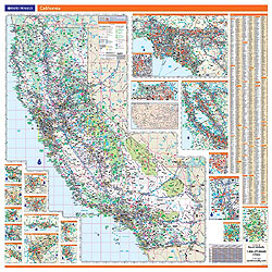 California WALL Map, America.