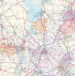 CHARLOTTE WALL Map, North Carolina, America.