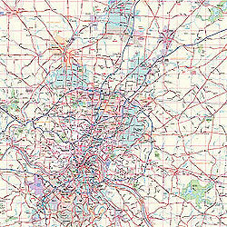 Cincinnati Regional WALL Map, Ohio, America.