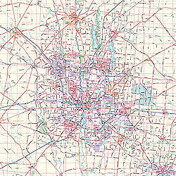 Columbus Regional WALL Map, Ohio, America.