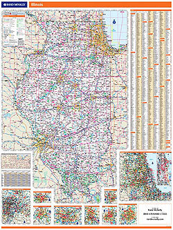 Illinois WALL Map, America.