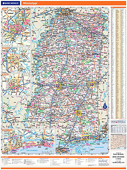 Mississippi WALL Map, America.