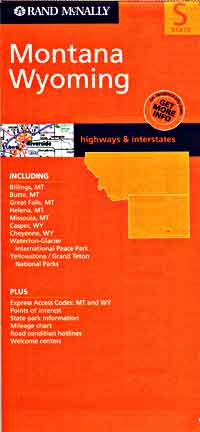 Wyoming and Montana, Road and Tourist Map, America.