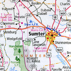 South Carolina Road and Tourist Map, America.