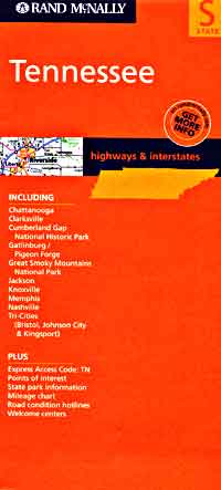 Tennessee Road and Tourist Map, America.