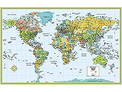 World M Series "Illustrated" Political WALL Map.