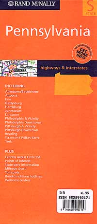 Pennsylvania Road and Tourist Map, America.