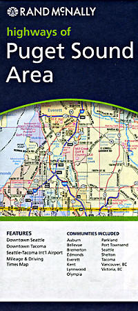 Puget Sound Area Road and Tourist Map, Washington, America.