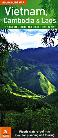 Vietnam, Laos, and Cambodia, Road and Physical Tourist Road Map.