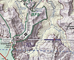 Grand Canyon National Park, Road and Recreation Map.