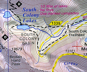 Sangre de Cristo, Road and Recreation Map, Colorado, America.