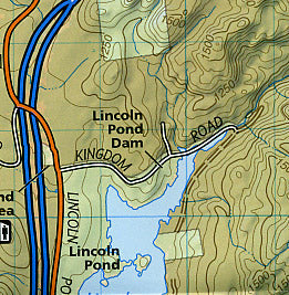 Adirondack Park (Lake Placid and High Peaks Section), Road and Recreation Map, New York, America.