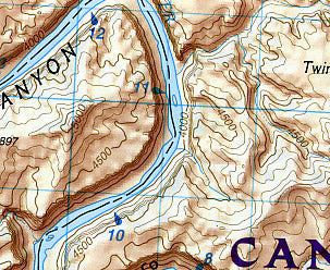 Canyonlands National Park, Needles District, Road and Topographic Map, Utah, America.