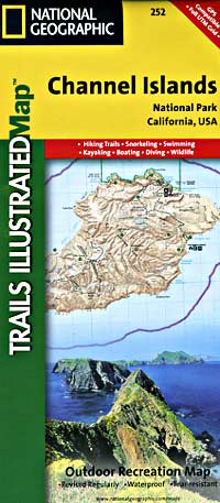 Channel Islands National Park, Road and Recreation Map, California and Nevada, America.