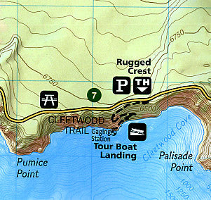 Crater Lake National Park, Road and Recreation Map, Oregon, America.