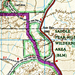 Death Valley National Park, Road and Topographic Recreation Map, California, America.