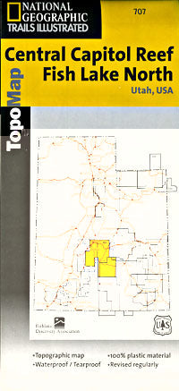 Capitol Reef and Fish Lake North, Road and Recreation Map, Utah, America.