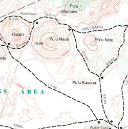 Haleakalaa National Park, Road and Recreation Map, Maui, Hawaii, America.