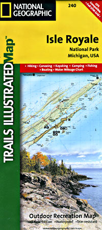 Isle Royale National Park, Road and Recreation Map, Michigan, America.