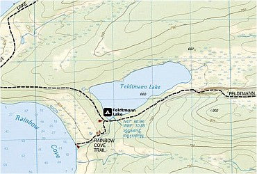 Isle Royale National Park, Road and Recreation Map, Michigan, America.