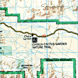 Joshua Tree National Park, Road and Recreation Map, California, America.