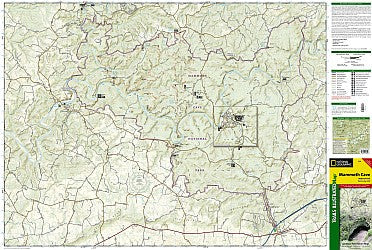 Mammoth Cave National Park, Road and Recreation Map, Kentucky, America.