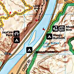 Moab South, Road and Recreation Map, Utah, America.