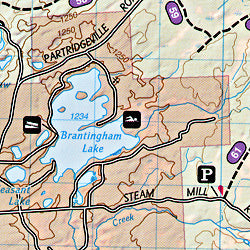 Adirondack Park (Old Forge and Oswegatchia Section), Road and Recreation Map, New York, America.