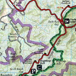 Shenandoah National Park, Road and Topographic Map, Virginia, America.