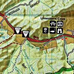 South Holston and Watauga Lakes, Road and Recreation Map, Tennessee, America.