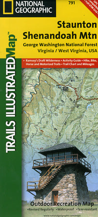 Staunton and Shenandoah Mountain, Road and Topographic Map, Virginia, America.