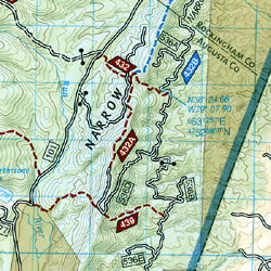 Staunton and Shenandoah Mountain, Road and Topographic Map, Virginia, America.