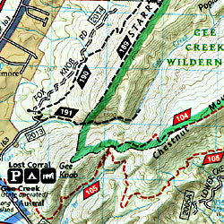 Tellico and Ocoee Rivers, Road and Recreation Map, Tennessee, America.